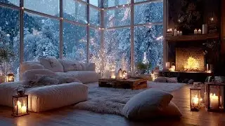 🌨️📚 White Room Piano Ambience  Cozy Fire and Snowy Window 3 Hours for Study Focus Stress Relief