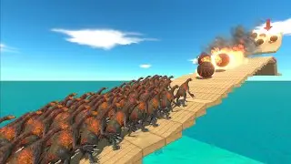 Molten balls pour down from above - Animal Revolt Battle Simulator
