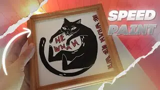 Рисую ЧЁРНОГО КОТА на картоне акриловыми маркерами Posca /Speed paint cat
