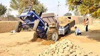Farmtrac tractor got stuck badly by driver's fault | Tractor trolley video