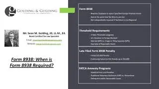 Form 8938 - 2020 IRS Update of 8938 Form Threshold, Filing Requirements, Penalties. Compare to FBAR