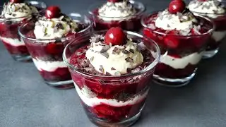 🍒 Десерт «Черный лес» с вишней в стакане 🍫 Быстрый десерт с вишней без выпечки 🍒