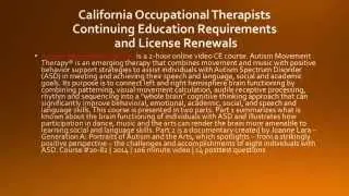 California Occupational Therapists Continuing Education Requirements