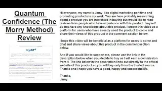 Quantum Confidence The Morry Method Review | Find Honest Reviews In The Comments