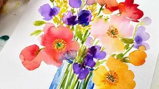 Bouquet EASY Watercolor Flowers for Beginners!