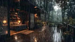 Best Rain Sound for Sleep 😴| Rain on cozy bedroom in the forest🍂