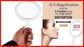 RUCCI Round Hand Held Magnifying Makeup Mirror 10X 1X Clear Acrylic Double-Sided Mirror with Handle