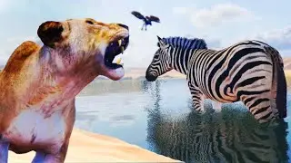 Grande Manada das Zebras! Leões da Savana Caçando | Animalia Survival | (PT/BR)
