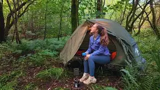 Solo Camping in a Tiny Raised Tent by a River