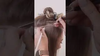Long line tape in hair extensions installation process #shorts  #typeshairextensions