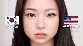 🇰🇷 KOREAN vs. 🇺🇸 AMERICAN Makeup | Half & Half Face Challenge! | monolid/hooded eye makeup