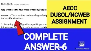 AECC English Assignment Answers-6  | DUSOL/NCWEB | B.A. (P)/B.Com (P) /Pol.Sc.(H)/ English(H)/ B.Com
