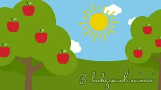 background animasi kartun bergerak - cartoon background loop - pohon buah