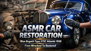 ASMR Car Restoration: Complete rebuild of a Blue Bugatti Type 57SC Atlantic 1938, from abandoned 