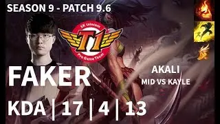 SKT Faker AKALI Mid vs KAYLE | Patch 9.6 | LOL KR Rank