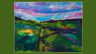 #10,124 Fluid Acrylics Spatula swipe Landscape Painting 7.22.2025 Spontaneous art