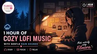 1 Hour Lofi Music with Rain ☔ Made with Filmora | Study, Sleep & Relax