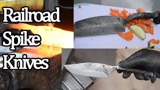 Railroad Spike Knives with Forge Welded Bits!