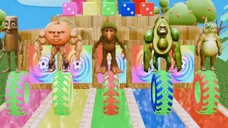 Long slide game with italian brainrot Long Slide Game With Cow Elephant-3D Animation 