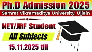 PhD Admission 2025 | vikram University Ujjain | net/jrf