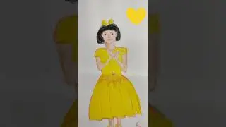 Cute Yellow Dress Princess doll Painting । Fun and Drawing। Doll Sameen #Princess_doll #Preschool