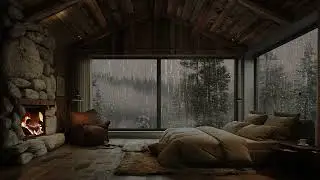 Crackling Fire and Rain on Glass: A Cozy Soundscape of Tranquility for Focused Study, Deep Rest