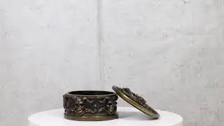Ebros Hell Imp Horned Demon Skull Skeleton Floral Tooled Round Decorative Jewelry Box