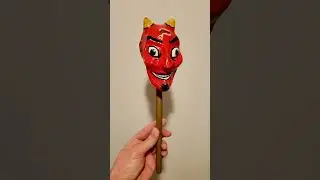 Devil Paper Mache Antique Vintage Maraca Halloween Rattle Mexican Folk Art Decoration Diablo Artisan