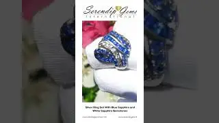 Silver Ring Set With 32 pcs Blue Sapphire and 16 pcs White Sapphire