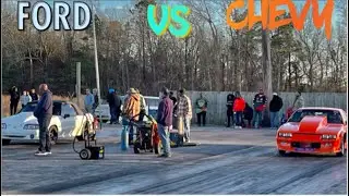 GRUDGE RACE -NITROUS SBC THIRD GEN CAMARO VS NITROUS BBF FOXBODY  FORD VS CHEVY! &mdash;EPIC RACE!