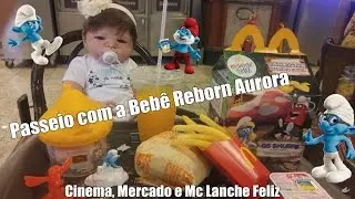 Passeio com a bebê Reborn Aurora - Cinema, mercado e Mc lanche feliz + Reações