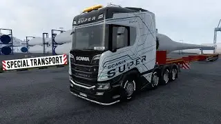 Oversized Wind Turbine Blade Delivery | Scania R Super | ETS2