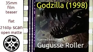 Godzilla (1998) 35mm film teaser trailer, flat open matte, 2160p