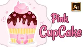 Pink Cupcake Sticker design | Adobe illustrator | Tutorial 9