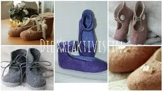 Anleitung zum Filzen von Kinderhausschuhen DIY.  Elegante Ballerinas