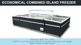 Supermarket Commercial Refrigerator Fish Display Freezer White LED Light Island Freezer