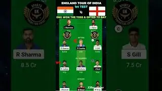 GL Team for IND🇮🇳 vs ENG🏴󠁧󠁢󠁥󠁮󠁧󠁿 1st TEST Dream11 Prediction Dream11 GL Team #trending #shorts #viral