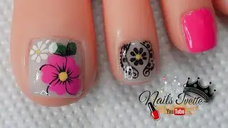 Uñas de los pies decoradas / Uñas decoradas simples y sencillas / Diseño de uñas flores para pie