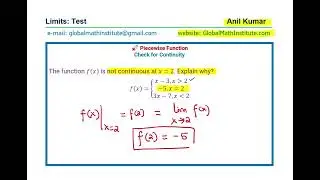 Calculus Continuity and Differentiability Lesson by Anil Kumar with Quiz and Test Questions