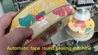 Manufacturer candy round box tape around sealing machine, tin tape around seaming machine