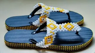 Learn How To Weave The Latest Beaded Slippers In 2022. #beadedslippers #beadedsandals