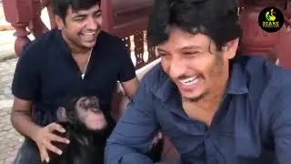 Gorilla Kissed Actor Jiiva & Sathish | Funny Video at Gorilla Shooting Spot