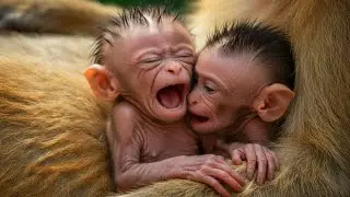 🐒💖 Mommy Monkey Caring for Her Newborn Baby