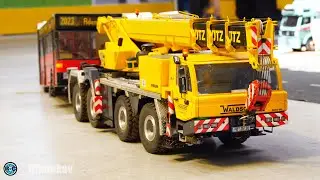 MODEL TRAIN WAGON HITS RC BUS | LARGE RESCUE OPERATION WITH MOBILE CRANE | MODELL TRUCK NORD 2023