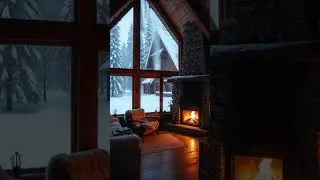 4K Fireplace Snowfall 🔥❄️ | Cozy Winter Cabin Ambience | Crackling Fire & Blizzard Sounds #cozy