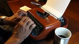 1956 Royalite ultraportable typewriter at work