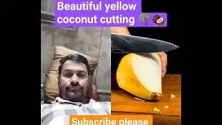Beautiful yellow coconut cutting #fruit #cuttingskills #coconut
