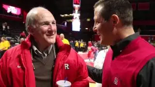 Rutgers President Robert Barchi cheers on wrestling team