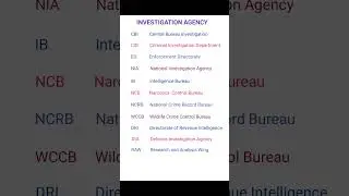 Investigation Agency | Department of India |