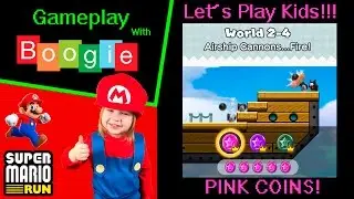 Super Mario Run - Boogie Plays Level 2-4 Airship Cannons...Fire! - Pink Coins